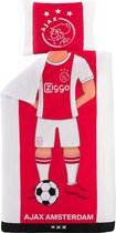 Housse de couette Ajax Player Rouge Wit - 140x200cm - Taie d'oreiller incluse! - Dekbed Ajax - Chambre Ajax -