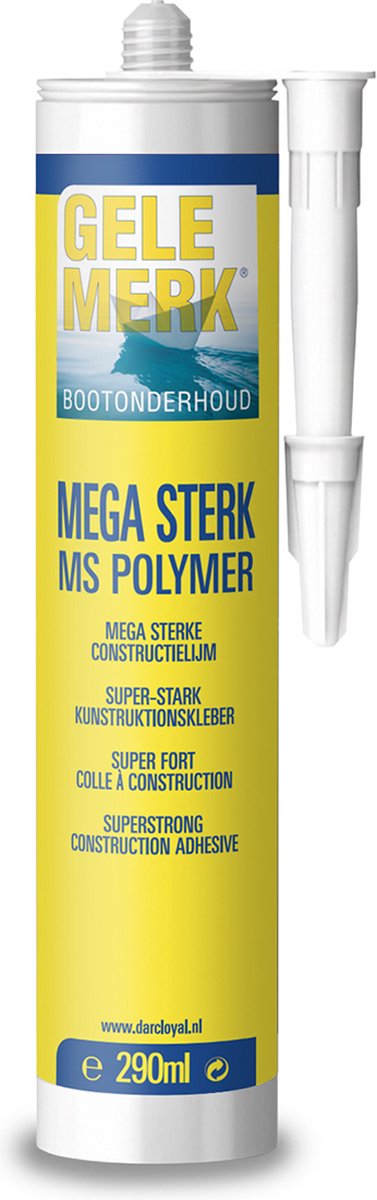 Gele merk MS Polymer mega sterk polymeer constructielijm wit 290ml