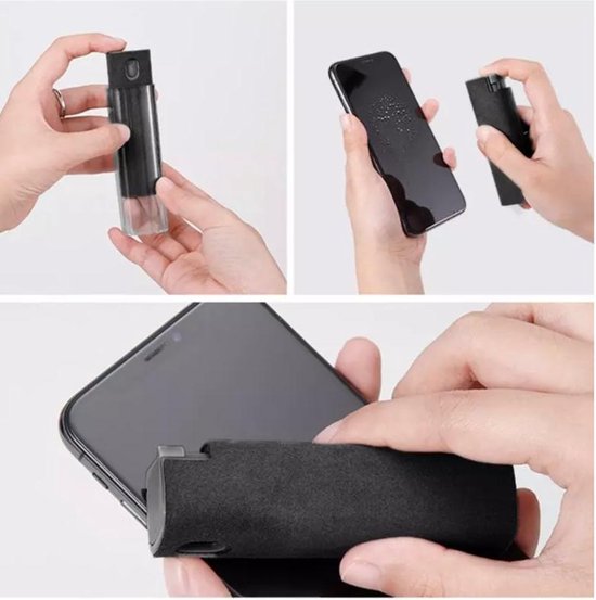 Screen Cleaner - Hervulbaar - Scherm Reiniger 2 in 1 - Screen Spray - Schoonmaak Spray - Zwart