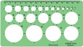 Linex cirkelsjabloon 1 - 35 mm, met 22 cirkels en uitlijnmarkering 10 stuks
