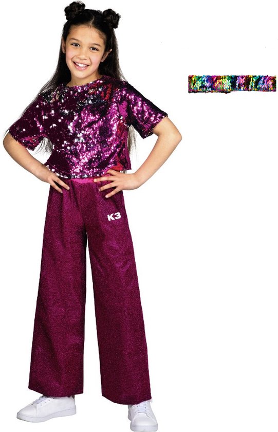 K3 verkleedpak Glitter - pak - verkleedkleding jurk - mt 3-5 jaar + haarband