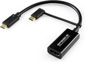 SpeaKa Professional SP-9015340 HDMI Adapterkabel [1x HDMI-bus - 1x USB-C stekker] Zwart Afscherming gevlochten 15.00 cm