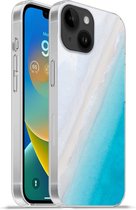 Geschikt voorApple Iphone 14 - Softcase hoesje - Strand - Zee - Blauw - Siliconen Telefoonhoesje