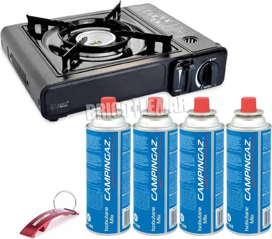 Borvat® |Réchaud à gaz portable - Réchaud de camping - Comprend 4  bouteilles de gaz -... | bol.com