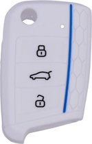 Siliconen Sleutelcover Sport - Wit Sleutelhoesje Geschikt voor Volkswagen Polo / Golf / 2014 - 2021 / Seat Leon / Seat Ibiza / Golf GTI / Golf R / Golf 7 / Skoda - Sleutel Hoesje Keycover - Auto Accessoires