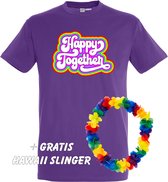 T-shirt Happy Together Regenboog | Love for all | Gay pride | Regenboog LHBTI | Paars | maat XS