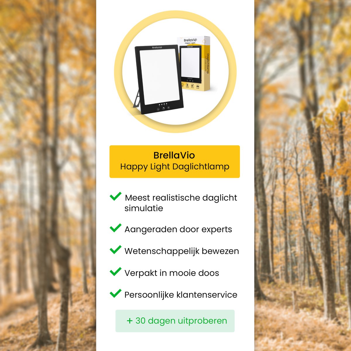 BrellaVio Happy Light Daglichtlamp 12.000 LUX Zwart LED