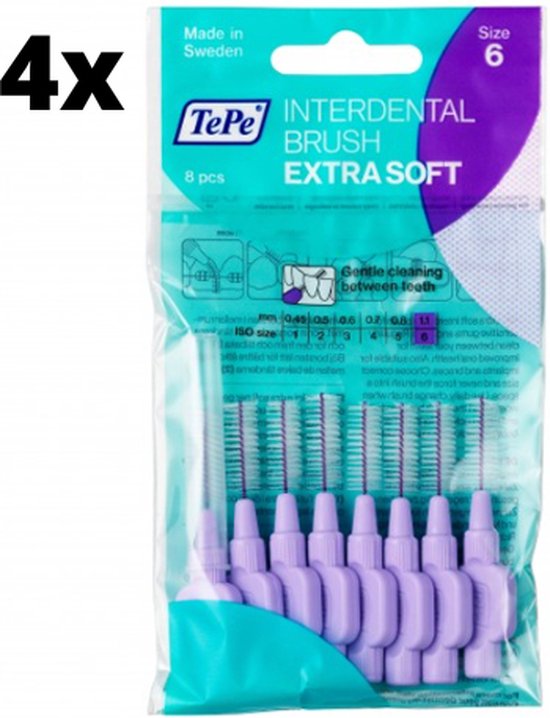 TePe Extra Soft Lichtlila 1,1mm - 4 x 8 stuks - Voordeelverpakking
