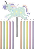 Folat - Verjaardagskaarsjes Unicorns & Rainbows 10 cm - 11 stuks