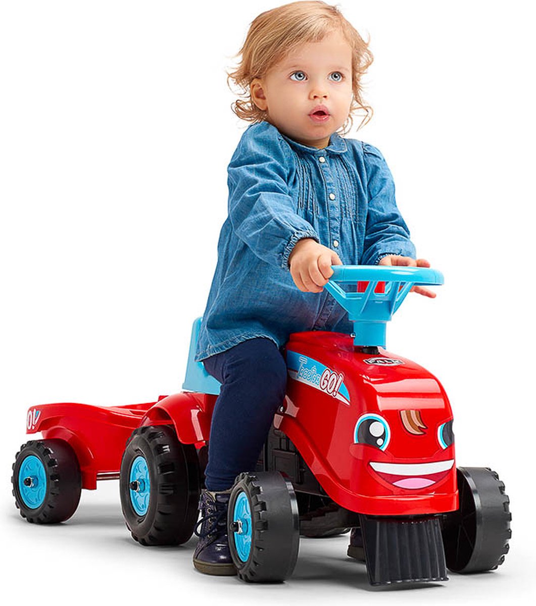 Falk Tractor Go! met aanhanger en stickers