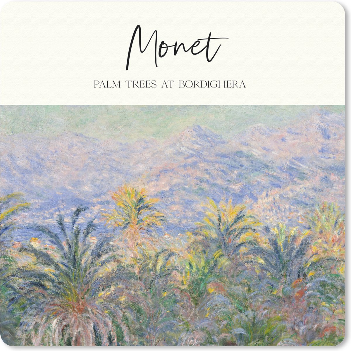 Muismat 30x30 cm - Mousepad Schilderij - Palm trees at Bordighera - Monet - Muismatten