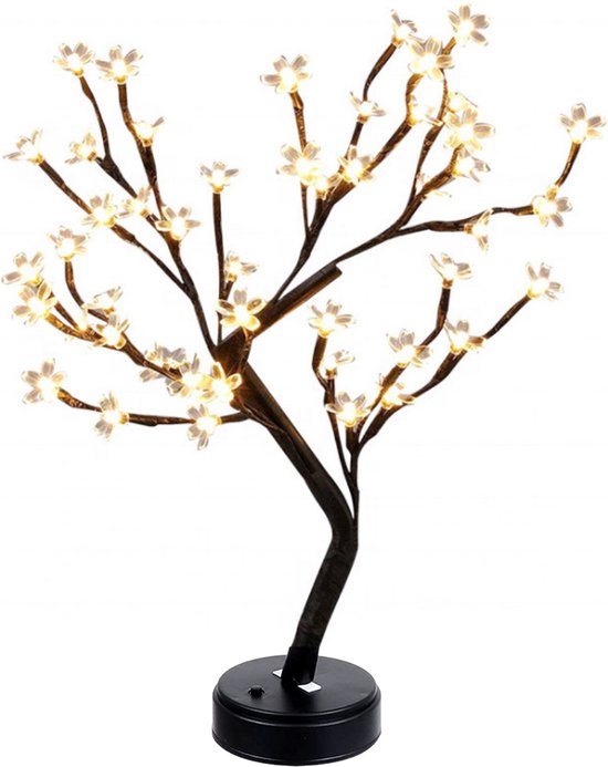 Bonsai - Kerstbloesem - LED kerstboom - warm wit - 48 led - licht boom warm wit - led boom binnen - 50cm