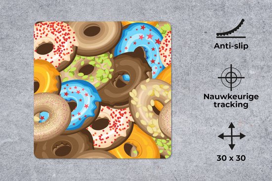 Muismat 30x30 cm - Mousepad Donuts - Patronen - Sterren - Muismatten