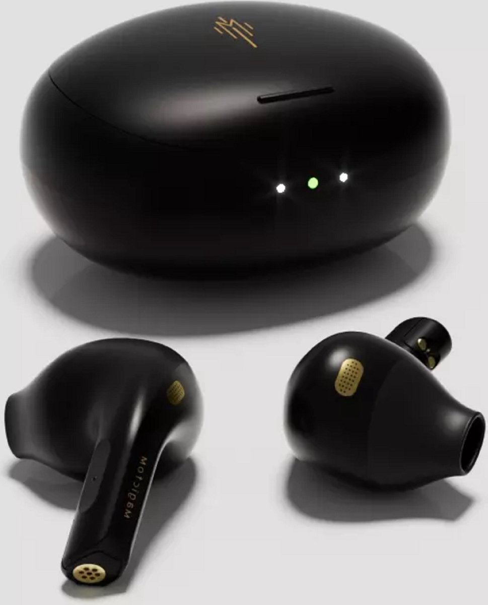 Zwarte Airtoms Pro draadloze oordopjes 6 uur standby voor dagelijkse en gaming gebruik, water-en zweetproof en noise cancellation