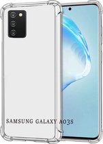 Samsung Galaxy A03S Hoesje Shock Proof Siliconen Hoes Case Cover Transparant + 1X Screenprotector Beschermglas Glazen