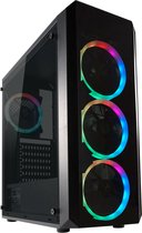 LC-POWER® Quad-Luxx Midi Tower ATX PC Case - Computer Behuizing - 4 RGB Case Fans - Game PC - Gehard Glas - Zwart