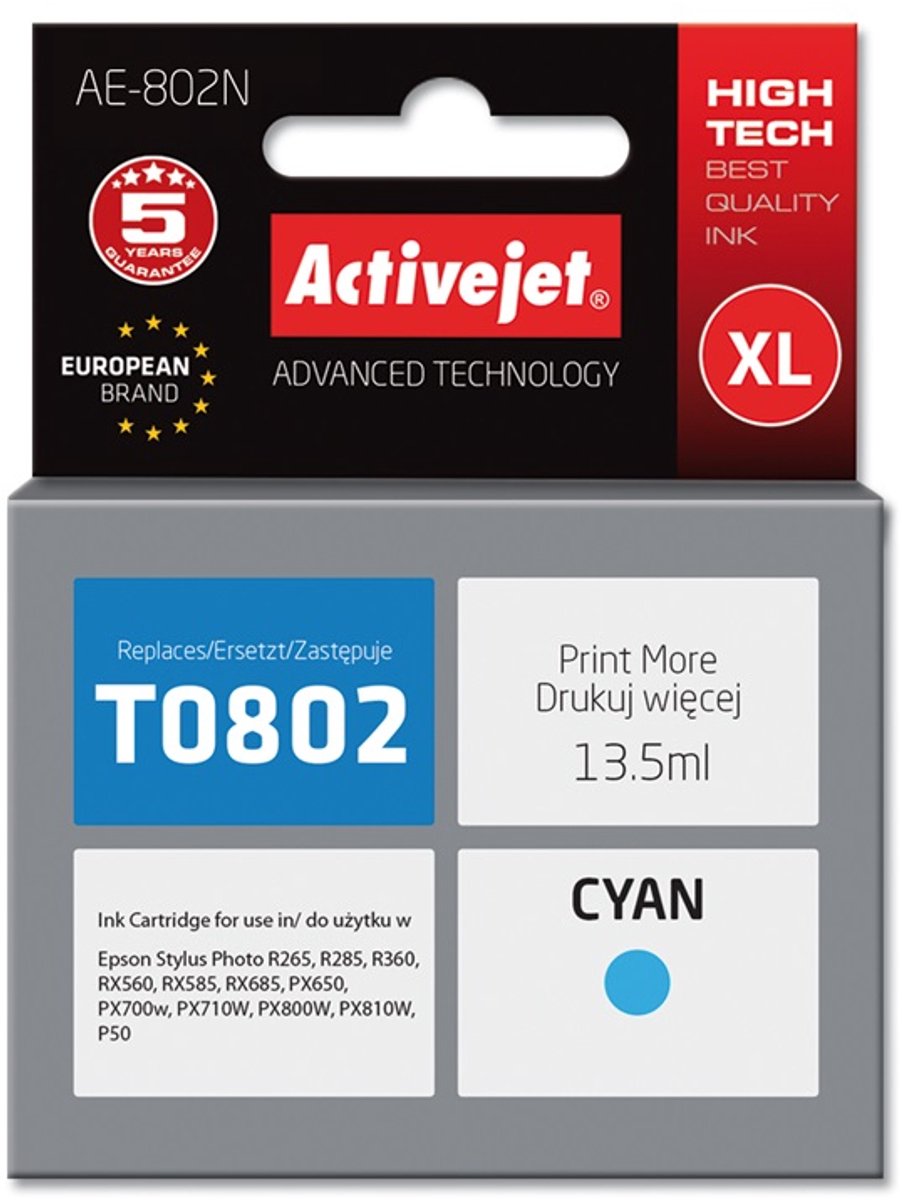 Originele inkt cartridge Activejet AE-802N Cyaan
