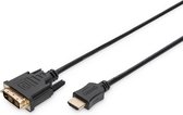 Digitus AK-330300-100-S HDMI-kabel HDMI / DVI Adapterkabel HDMI-A-stekker, DVI-D 18+1-polige stekker 10.00 m Zwart Schr