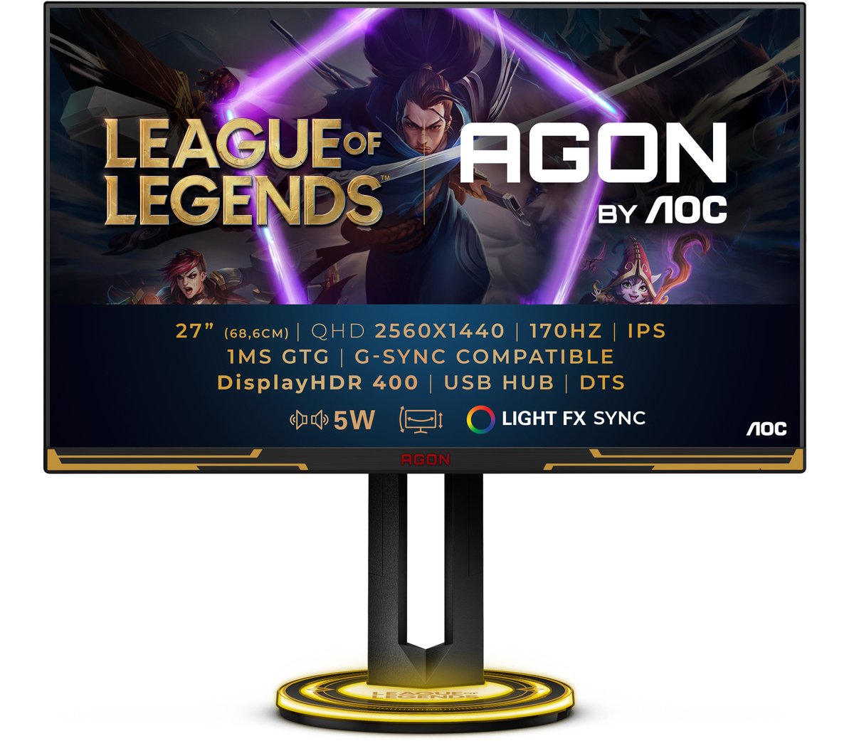 AOC AGON AG275QXL LED display 68,6 cm (27") 2560 x 1440 Pixels Quad HD Zwart, Goud