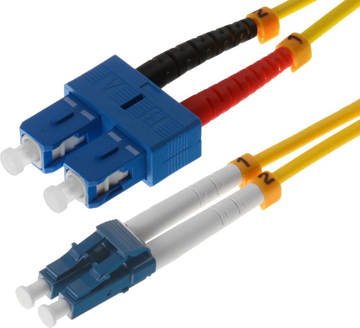 Helos 2m OS2 LC/SC Glasvezel kabel Geel