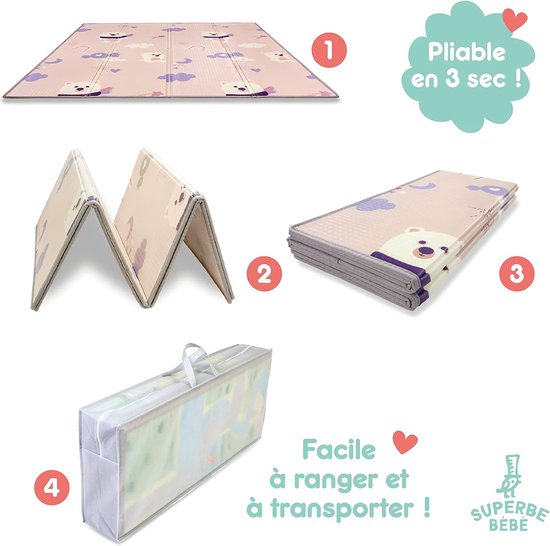 Baby Speelmat 160x180x1cm XXL Omkeerbare Foam Vloermat - Baby Speeltapijt - Zintuiglijke Ontwikkeling Speelkleed Cadeau Schatje van Schatje — afbeelding 4