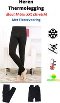 Heren Comfort Thermolegging - Maat M t/m XXL - Met Gulp - Warm Gevoerd - Thermobroek - Ondergoed - Outdoor - Wintersport - Warme Legging - Fleece - Man - Zwart