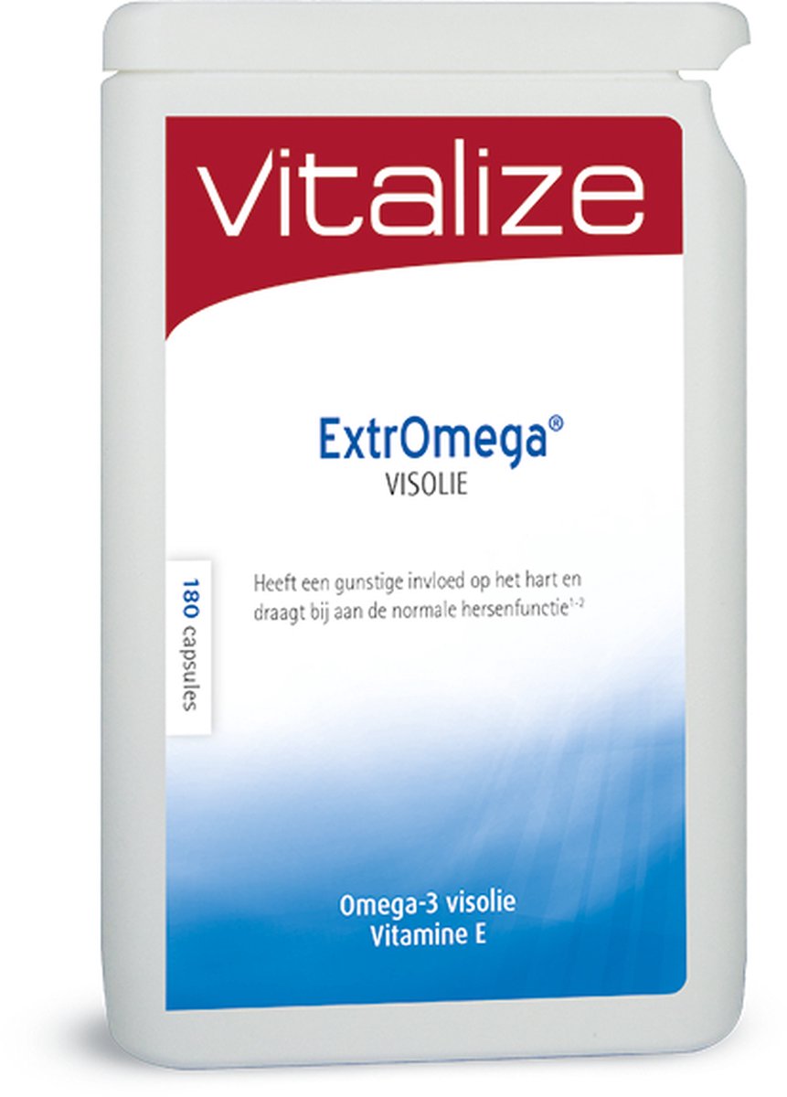 Goedkoopste Vitalize Extromega Visolie 180 capsules | Goed voor hart, gezichtsvermogen en bloeddruk - Natuurlijke koudwater visolie (triglyceride-olie) gecombineerd met vitamine E
