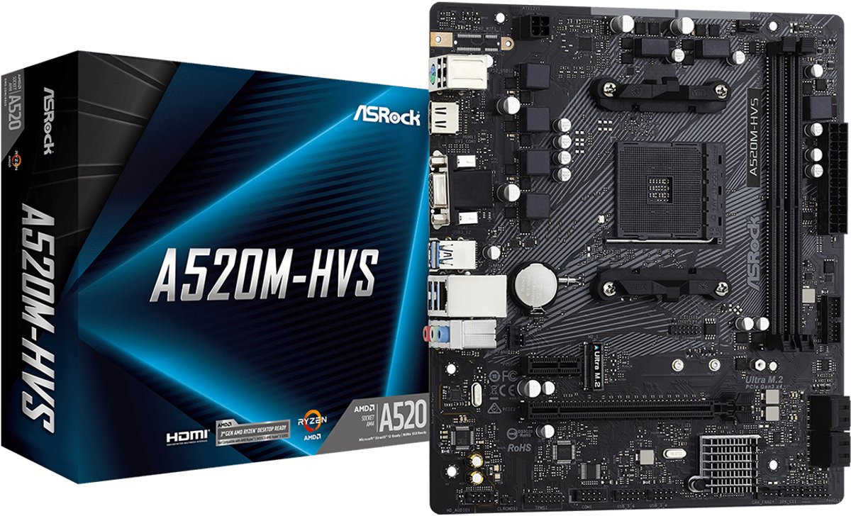 Asrock A520M-HVS AMD A520 Socket AM4 micro ATX