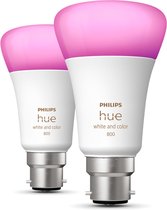 Philips Hue White and Color ambiance A60 - Ampoule connectée B22 - 800 (pack de 2), Ampoule intelligente, Bluetooth/Zigbee, Blanc, LED, B22, 2000 K