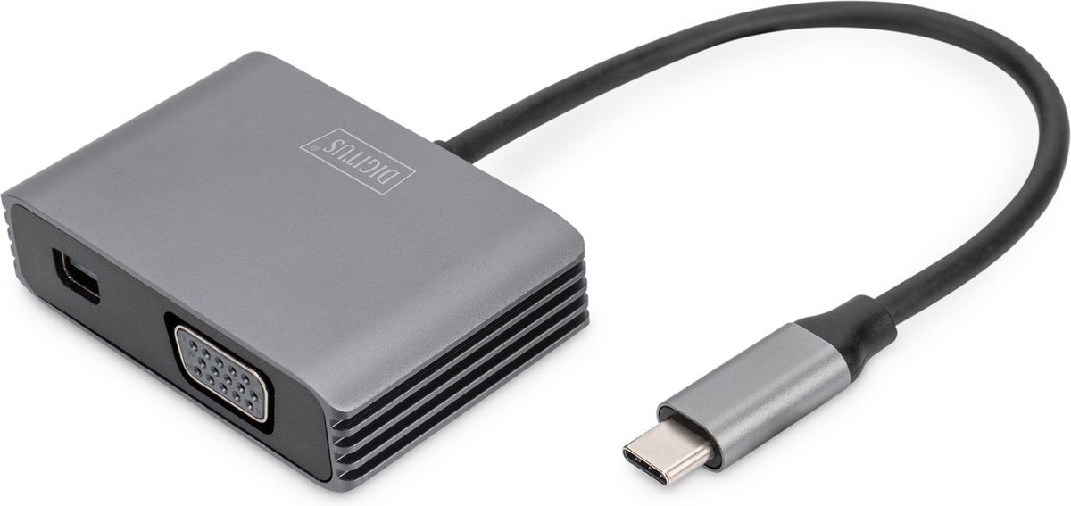 Digitus DA-70825 video kabel adapter 0,2 meter USB Type-C Mini DisplayPort + VGA Grijs