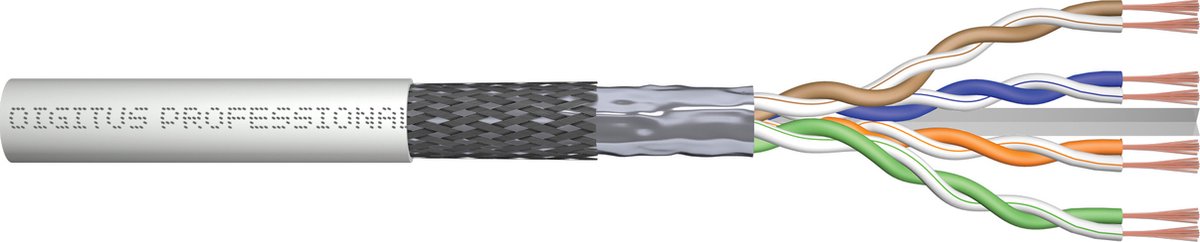 CAT 6 SF/UTP twisted pair (gevlochten) patchcord, onbewerkt, 305 M