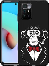 Xiaomi Redmi 10 2022 Hoesje Zwart Chimp Smoking - Designed by Cazy