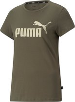 Puma Sportshirt Dames model Logo Tee - Mosgroen/Wit - Maat XL