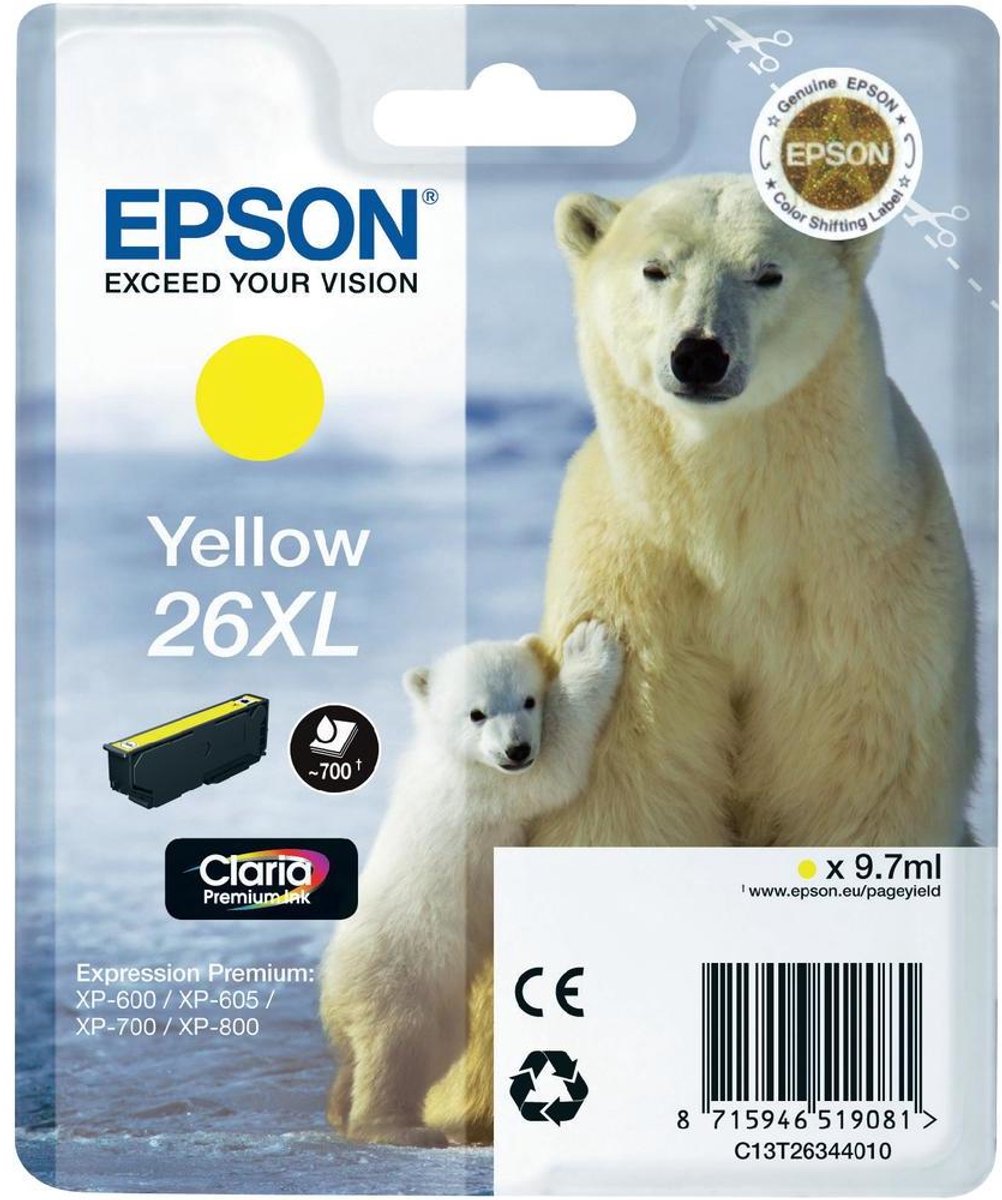 EPSON 26XL inktcartridge geel high capacity 9.7ml 700 paginas 1-pack RF-AM blister