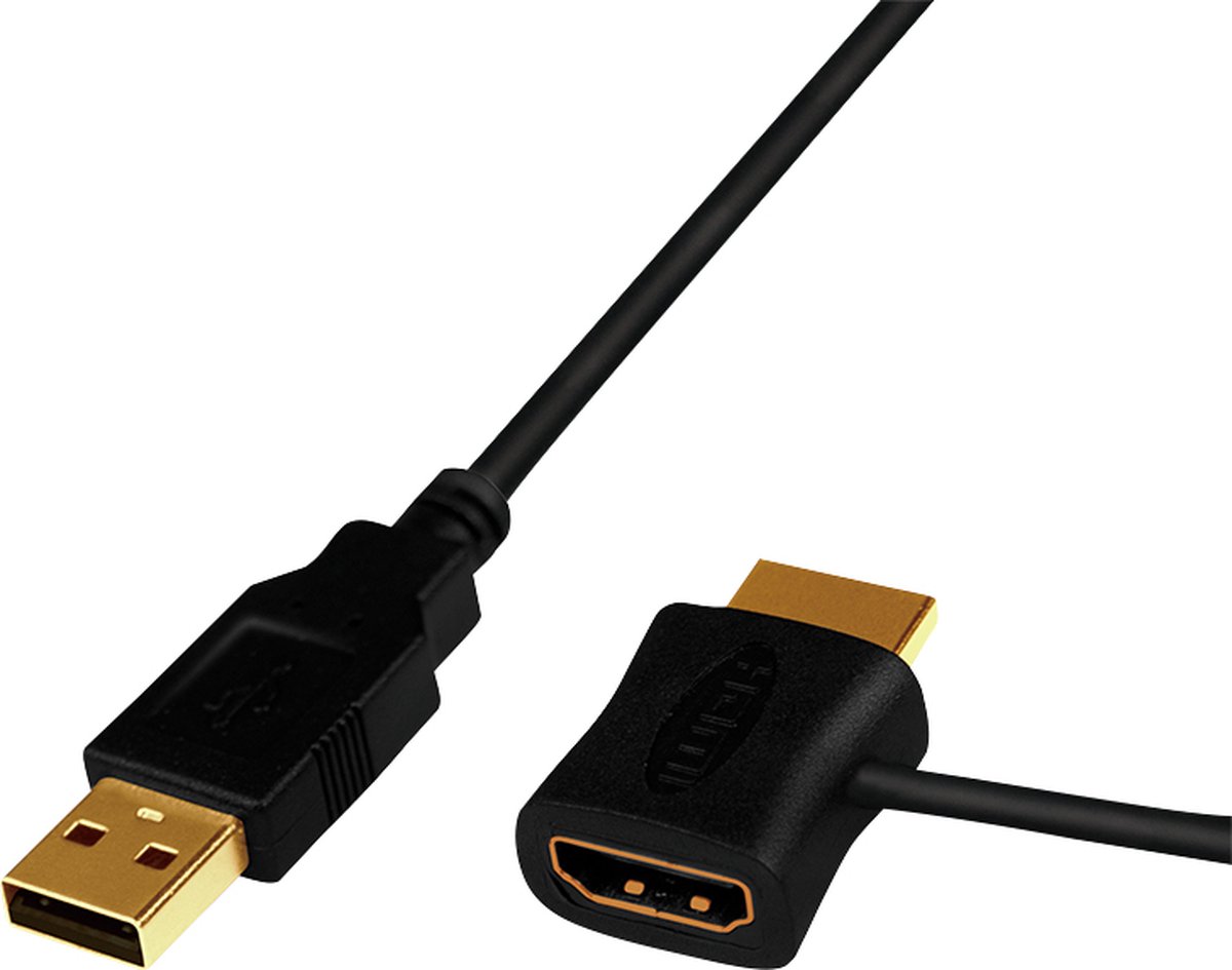 LogiLink CH0081 video kabel adapter HDMI Type A (Standaard) HDMI + USB Zwart