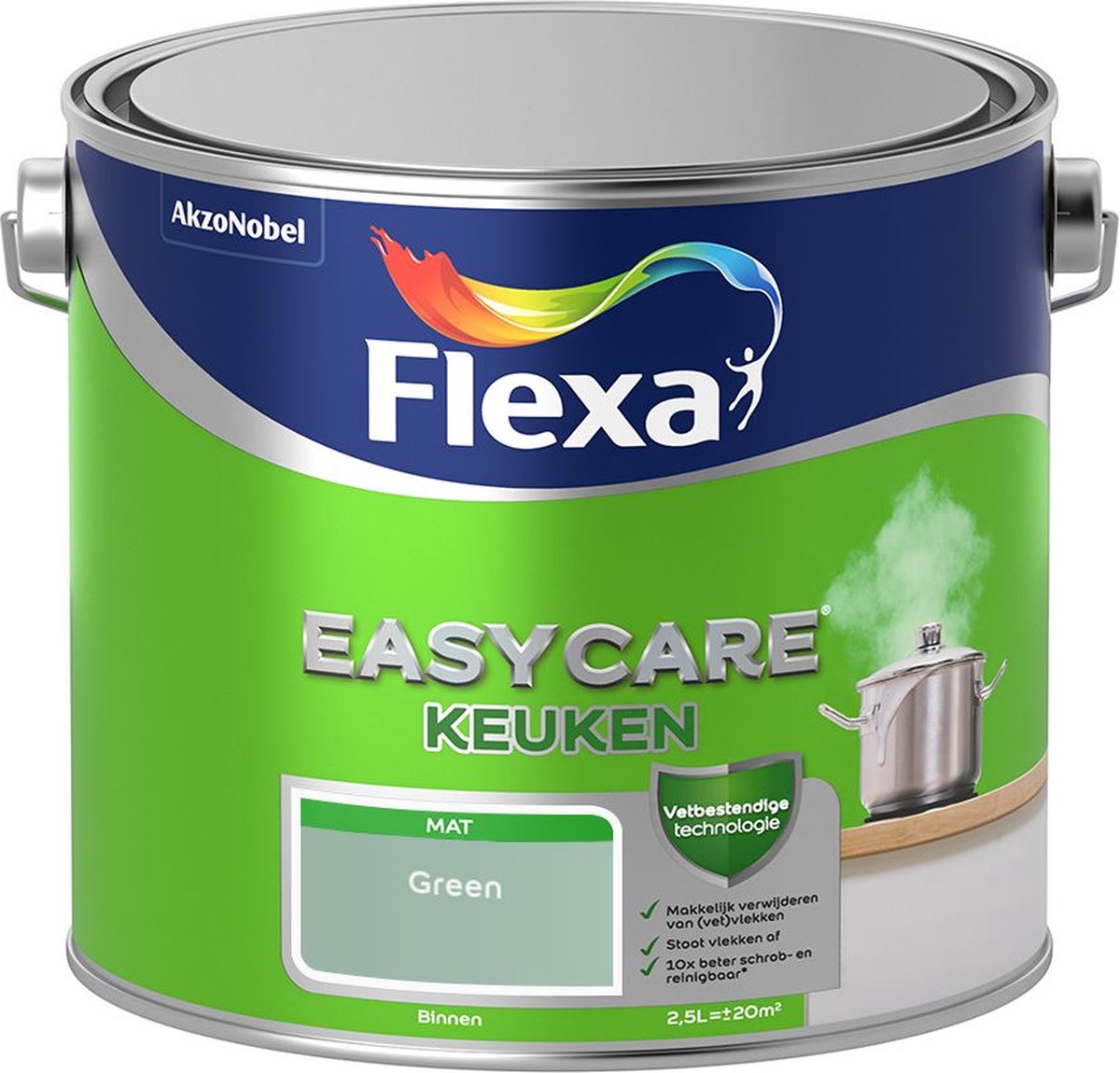 Flexa | Easycare Muurverf Mat Keuken | Green - Kleur van het jaar 2009 | 2.5L