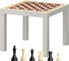 Afbeelding van het spelletje Tafeltje met schaakbord print incl. stukken - wit - MET opdruk stukken