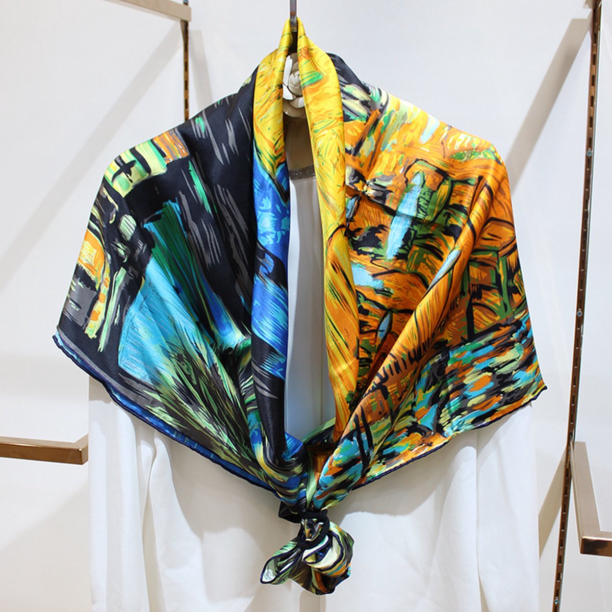 Zijden sjaal kunstreproductie met handgerolde 105CML Cadeauverpakking