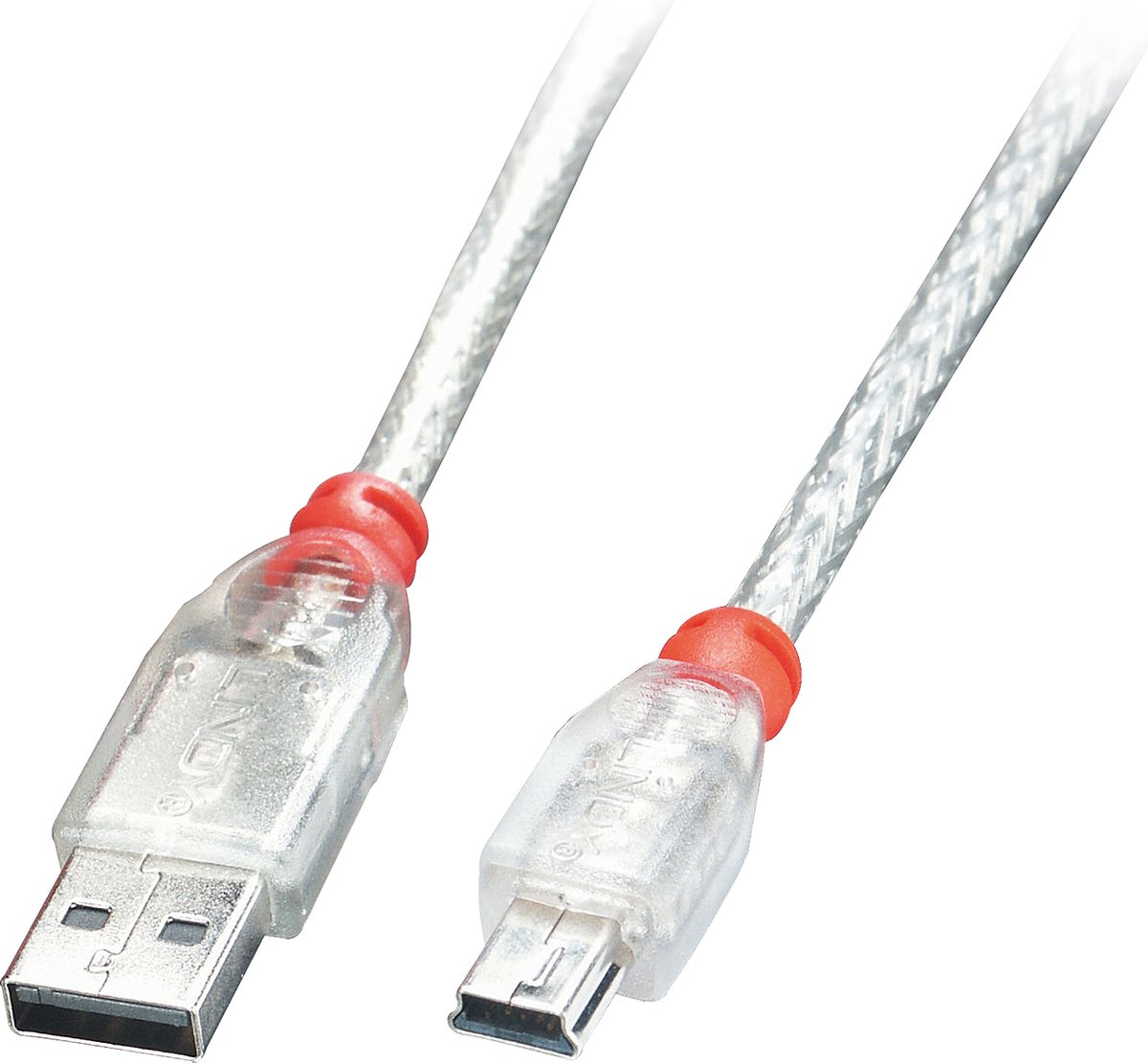 Lindy 41784 3m USB A USB B Transparant USB-kabel