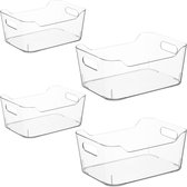 Navaris Boîte de Set en plastique - 4 bacs transparents pour Cuisine ou salle de bain - 2 tailles