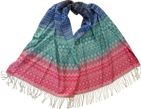 Jessidress® Lange Warme Sjaal Luxe Sjaals Elegante Dames Wintersjaal Omslagdoek 190 x 70 cm - Groen/Fushia