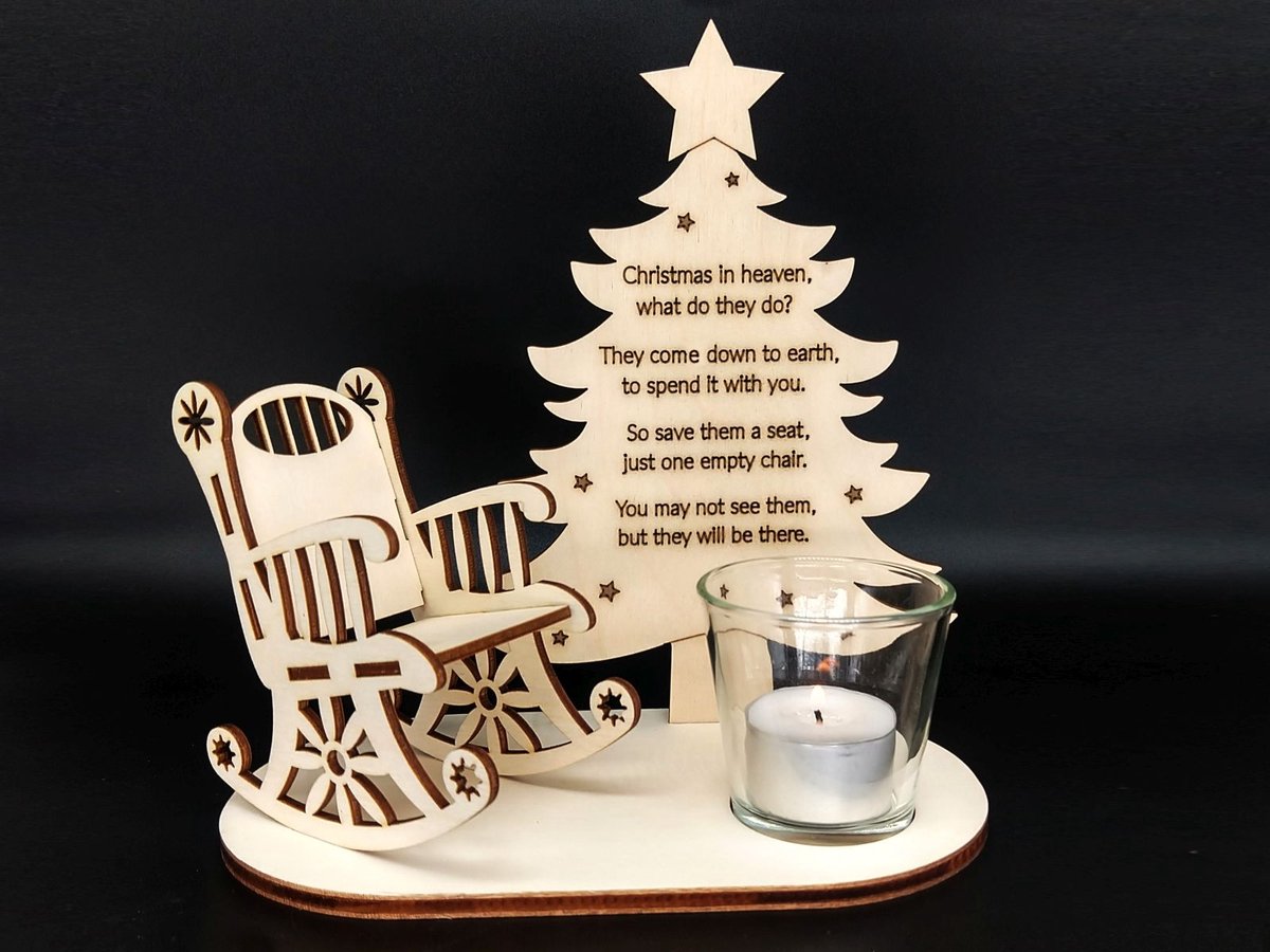 Voetstuk Hout Christmas in Heaven Tekst Schommelstoel
