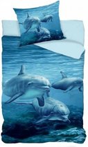 Dolfijnen dekbedovertrek 140 x 200 cm - 60 x 63 cm - Katoen