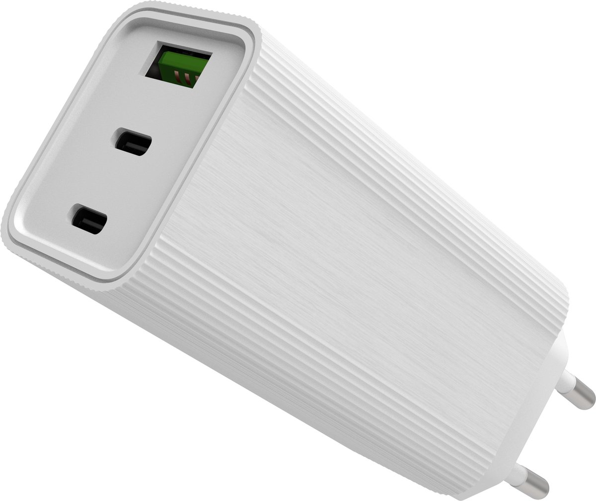 BeHello Charger 65W Adapter 2 x USB-C & 1 x USB-A - White (Fast Charger)