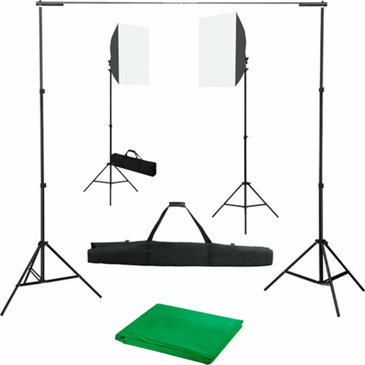 vidaXL - Fotostudioset - met - softboxlampen - en - achtergrond