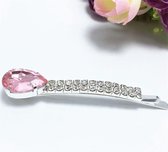 Alina Almond pink - Elegante Schuifspeld haarspeld met strass steentjes  18k lichtgoud diamant met bloem - set van 2 - haaraccessoire vrouwen meisjes
