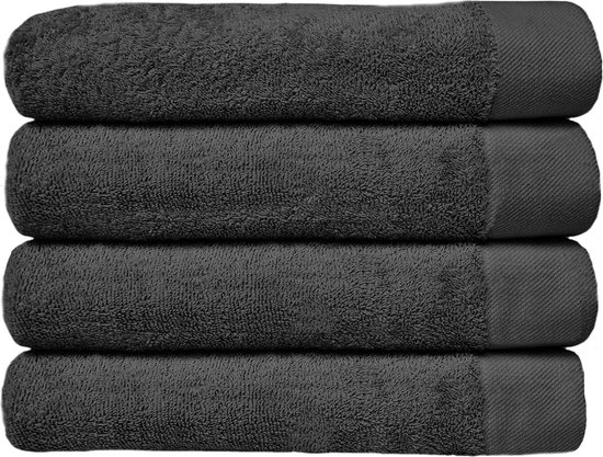 HOOMstyle Handdoeken Set Avenue - 50x100cm - 4 stuks - Hotelkwaliteit - 100% Katoen 650gr - Zwart
