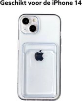 iphone 14 hoesje siliconen antischok met pas houder doorzichtig back cover- apple iphone 14 hoesje siliconen proof case met card houder transparant achterkant