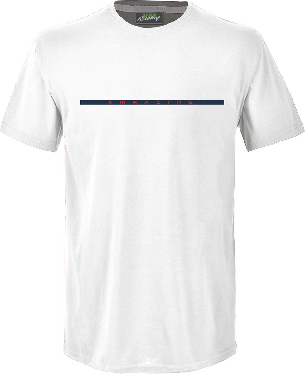 XM Racing - Heren - Inside Line Logo T-Shirt - Basic Voor Elke Dag - Lichtgewicht - Wit - XL