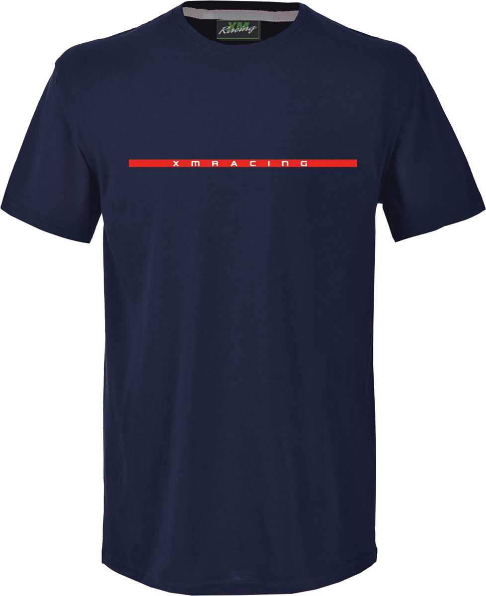 XM Racing - Heren - Inside Line Logo T-Shirt - Basic Voor Elke Dag - Lichtgewicht - Marineblauw - XL